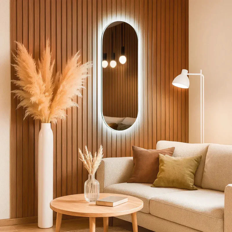 Miroir Mural Ovale LED avec Rétroéclairage Moderne
