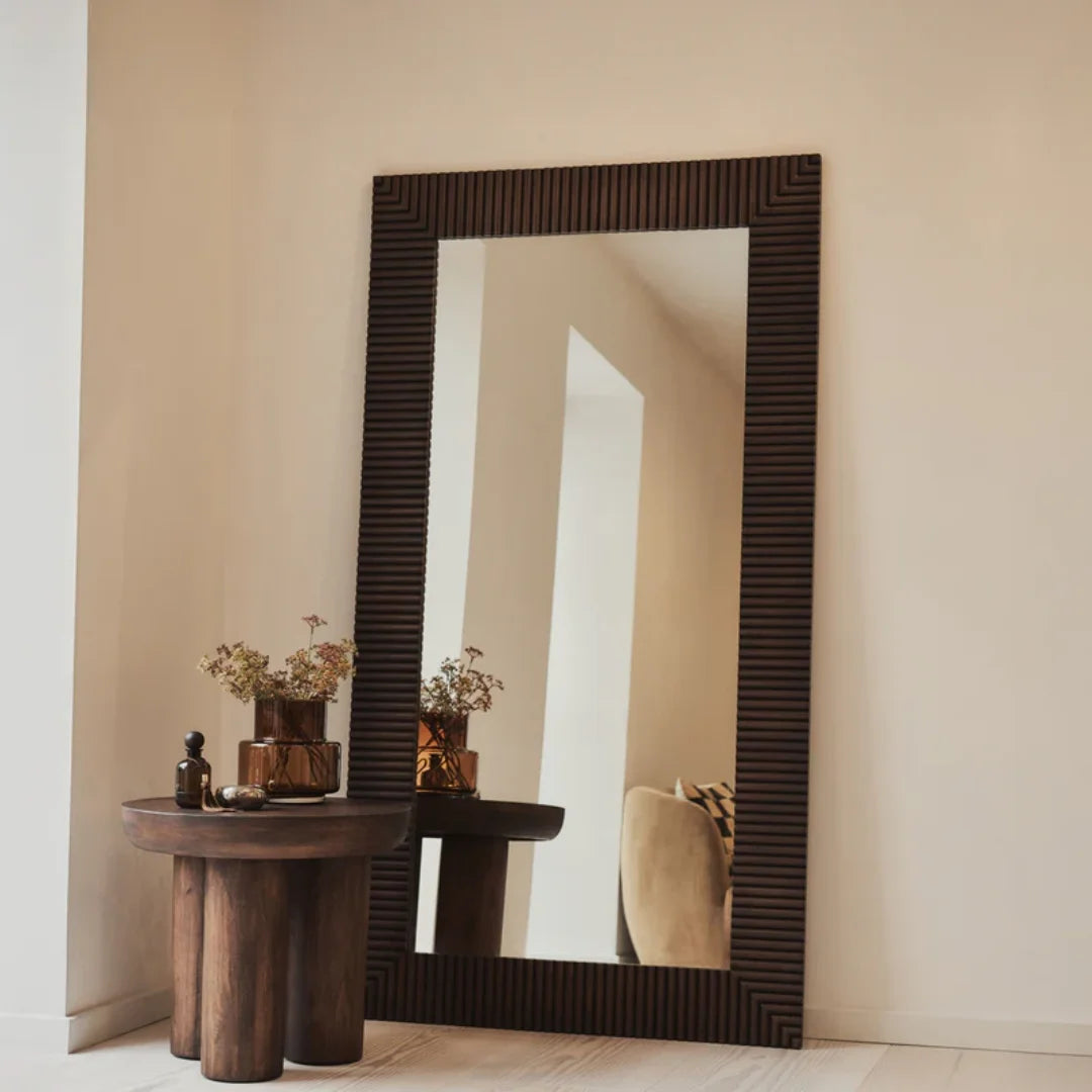 Sloane Miroir Mural Rectangulaire en Bois de Manguier Foncé 190 cm